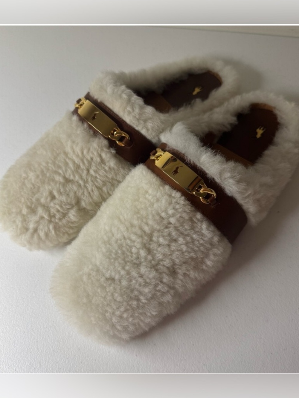 Polo by Ralph Lauren Cream Shearling Mule